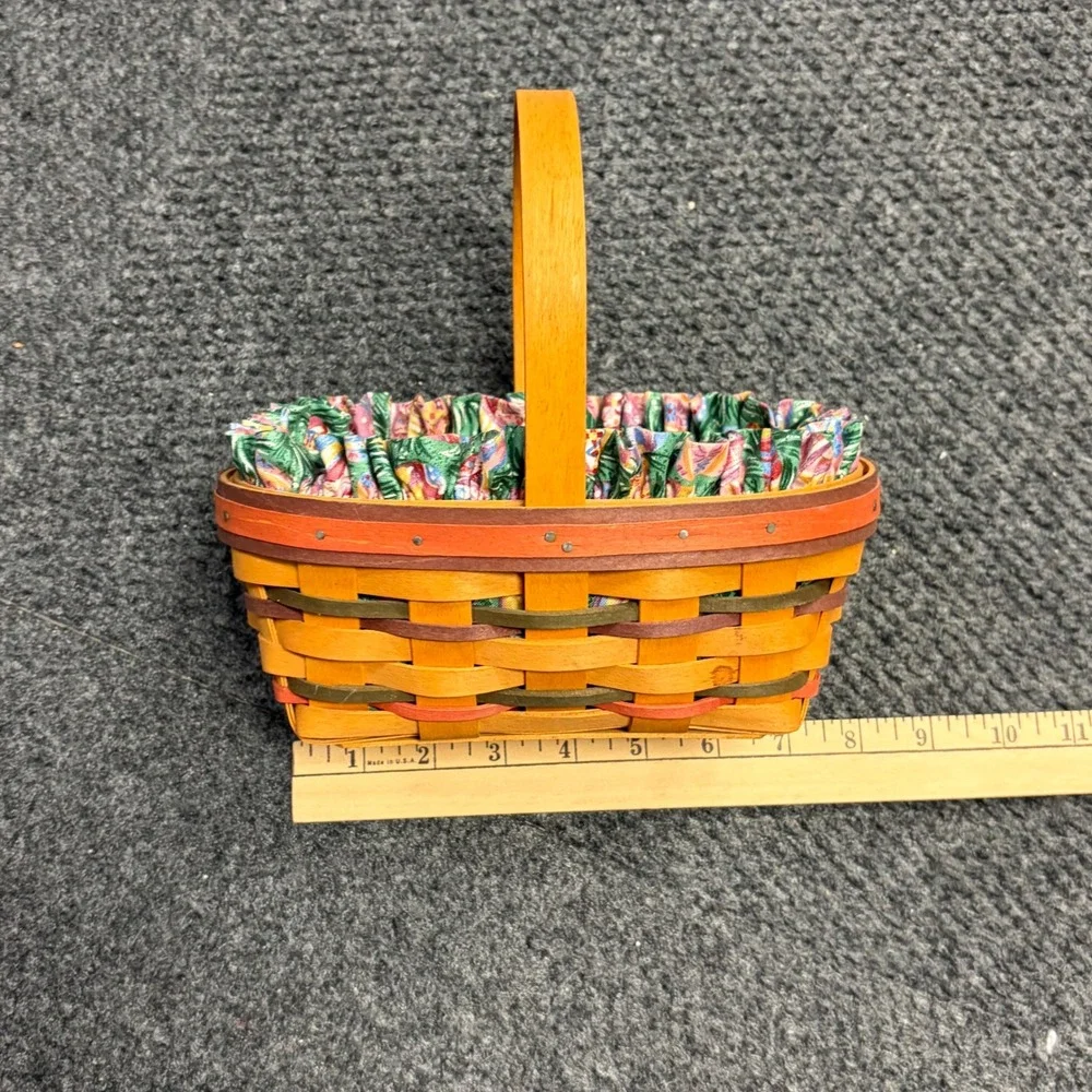 Longaberger 1997 Easter Basket Handwoven Wicker Fabric Liner Plastic Protector